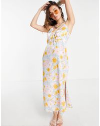 topshop ditsy tie front mini dress in multi