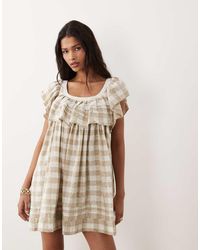 ASOS - Scoop Neck Mini Smock Dress With Ruffles - Lyst