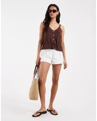Pieces - Tie Waist Broderie Knitted Cami Top - Lyst