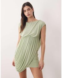 ASOS - Mesh Draped Mini Dress With Grown On Sleeve - Lyst