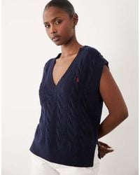 Polo Ralph Lauren - Cotton Cable Knit Sleeveless Jumper - Lyst