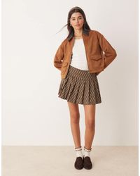 Miss Selfridge - Geruite Geplooide Skort Van Jersey - Lyst
