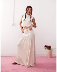 Lioness - Pleated Drop Waist Knitted Maxi Skirt Co-Ord - Lyst