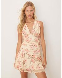 ASOS - V Front Ruched Mini Dress - Lyst