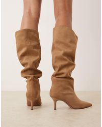 ASOS - Cydney Slouch Pull On Knee Boots - Lyst
