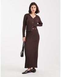 Object - Falda Larga Marrón Chocolate De Punto Acanalado De (Parte De Un Conjunto) - Lyst