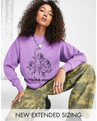 Reclaimed (vintage) Inspired Sweat With Angel Print - Purple