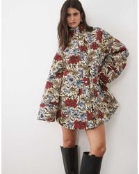 ASOS - Oversized Twill Funnel Neck Mini Dress With Pockets - Lyst