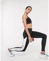 reebok training mesh insert leggings in black