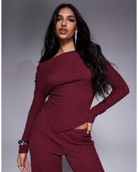 ASOS - Co-ord Textu Off The Shoulder Asymmetric Hem Top - Lyst