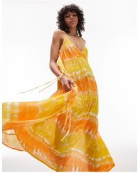 TOPSHOP - Ruched Tie Side Maxi Beach Dress - Lyst