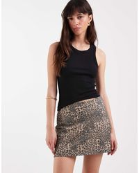 ASOS - – mini-skort aus jersey mit leopardenmuster - Lyst