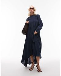 & Other Stories - Robe longue en crépon volumineuse avec détails en dentelle et volants étagés - Lyst