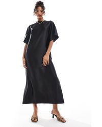 ASOS - Satin Oversized Midi Tshirt Dress - Lyst
