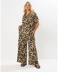 Yours Clothing - Printed Wide Leg Trousers - Lyst