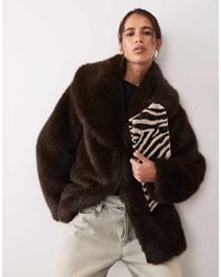 4th & Reckless - Faux Fur Oversized Collar Jacket - Lyst
