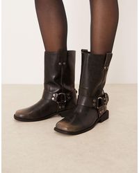 ASOS - Wide Fit Arley Flat Biker Boots - Lyst