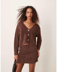 Miss Selfridge - Cardigan Color Cioccolato Con Scollo A V E Bottoni - Lyst