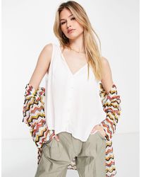 ASOS - V-neck Crinkle Vest With Shell Buttons - Lyst