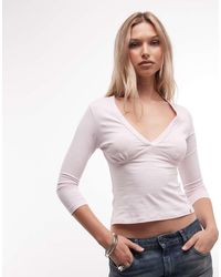 Collusion - Deep V 3/4 Sleeve Top - Lyst