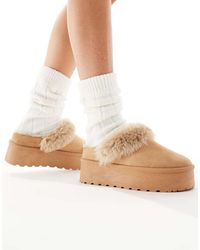SEQWL - Faux Fur Flatform Mules - Lyst