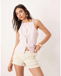 Mango - Halterneck Slim Fit Structured Top With Cut Out Bow Detail - Lyst