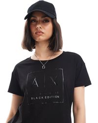 ARMANI EXCHANGE - – es t-shirt mit glänzendem logo-schriftzug - Lyst