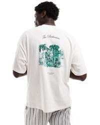 SELECTED - T-shirt oversize color crema con stampa "bahamas" sulla schiena - Lyst