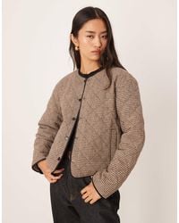 Jdy - Houndstooth Padded Jacket - Lyst