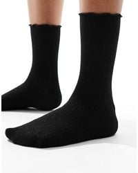 Vero Moda - Ribbed Glitter Sock With Frill Edge - Lyst
