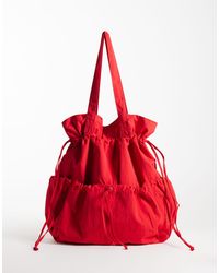 ASOS - Tote-bag mit raffungen und tasche - Lyst