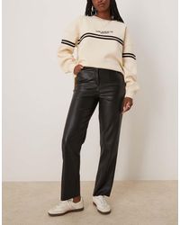 New Look - Broek Met Rechte Pijpen En Leerlook - Lyst