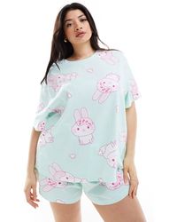 ASOS - Asos Design Curve Bunny Oversized Tee & Short Pyjama Set - Lyst