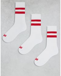 4505 - 3 Pack 2 Stripe Crew Sock With Quick Dry - Lyst