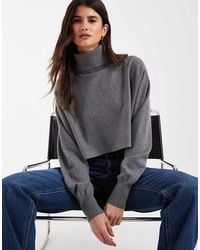ASOS - Funnel Neck Batwing Super Crop Jumper - Lyst