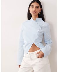 ASOS - Mandarin Collar Cinch Fitted Shirt - Lyst