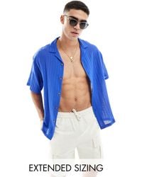 ASOS - Short Sleeve Boxy Oversized Revere Collar Textured Shirt - Lyst