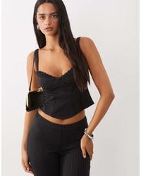 Oh Polly - Lace Trim Corset Top Co-ord - Lyst