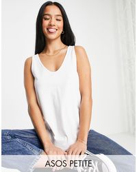 ASOS - Camiseta blanca sin mangas con cuello ancho - Lyst