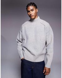 ASOS - Super Oversized Knit Wool Blend Funnel Neck Sweater - Lyst