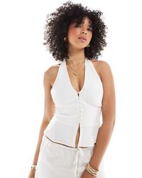 Stradivarius - Haltertop Met Knopen - Lyst