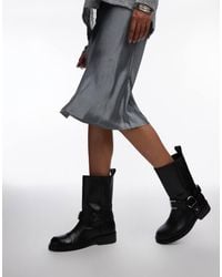 TOPSHOP - Leam Premium Leather Biker Boots - Lyst