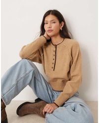 ASOS - Knitted Long Sleeve Henley Jumper With Tipping - Lyst