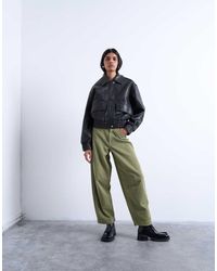 TOPSHOP - Broek Van Corduroy Met Hoge Taille En Wijde Ronde Pijpen - Lyst