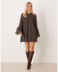 Y.A.S - Frill Trim Volume Sleeve Chiffon Mini Dress - Lyst