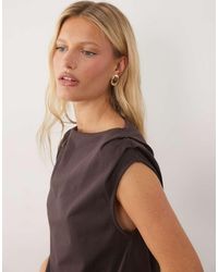 ASOS - Boat Neck Top With Ruched Shoulder Details - Lyst