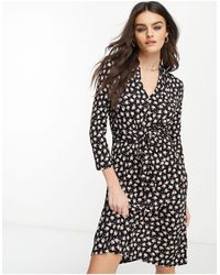 French Connection - Printed Tie Waist Jersey Dress - Lyst