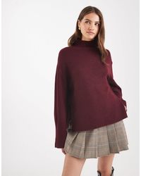 Brave Soul - Pull à manches larges avec col montant - bordeaux - Lyst
