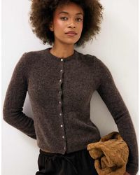 NA-KD - Wool Blend Button Round Neck Knitted Cardigan - Lyst