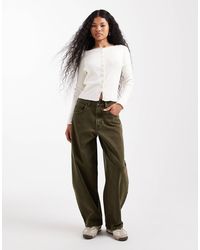 ASOS - Asos design petite - jean coupe ample à taille haute - kaki - Lyst